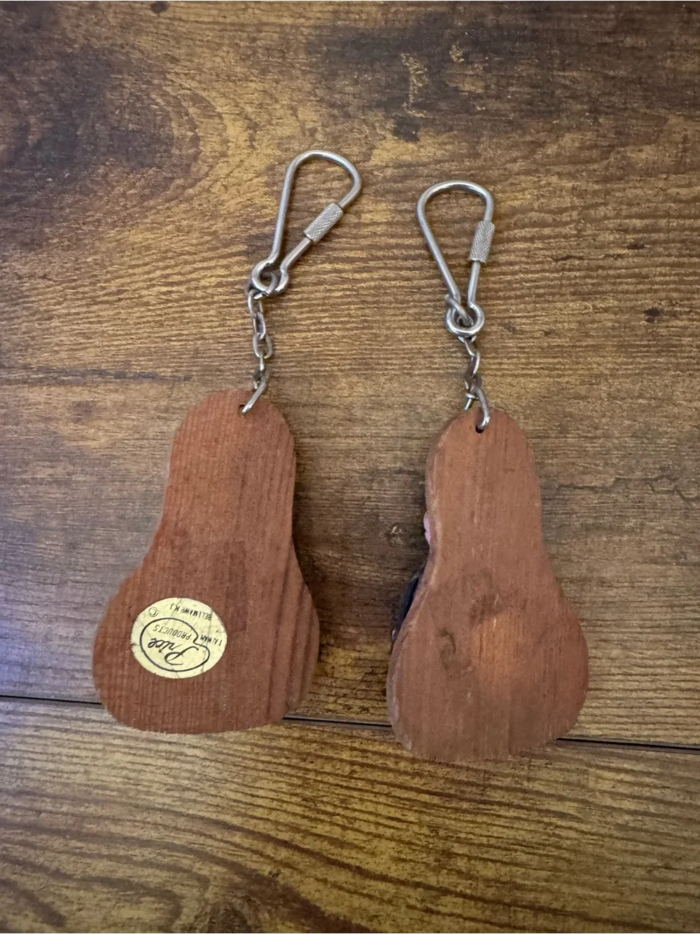 Vintage Wooden Whaler Fisherman Keychains‎ Pair Hand Carved Taiwan Nautical